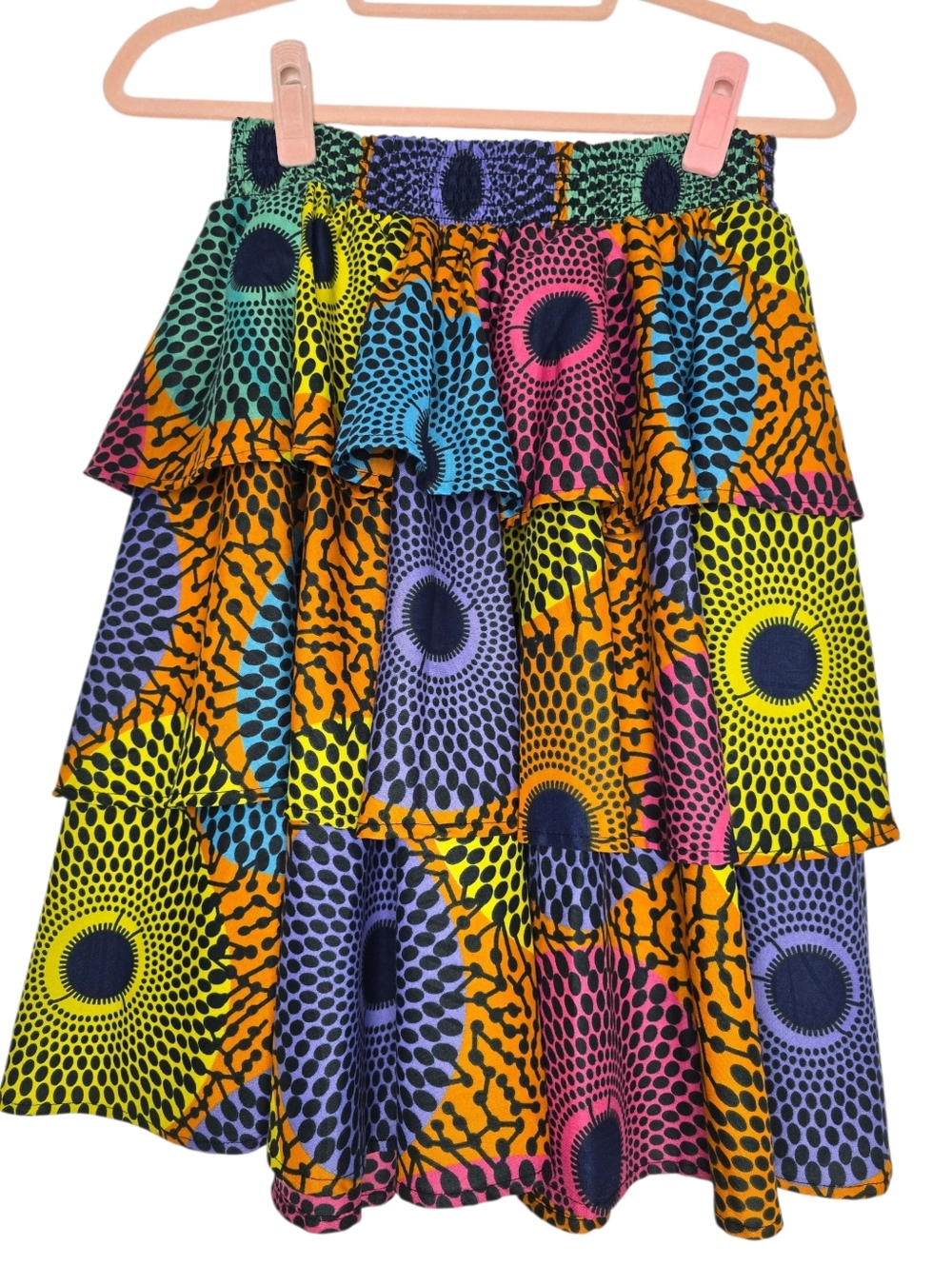 HongyuAmy women's tiered Ankara wax print skirt 